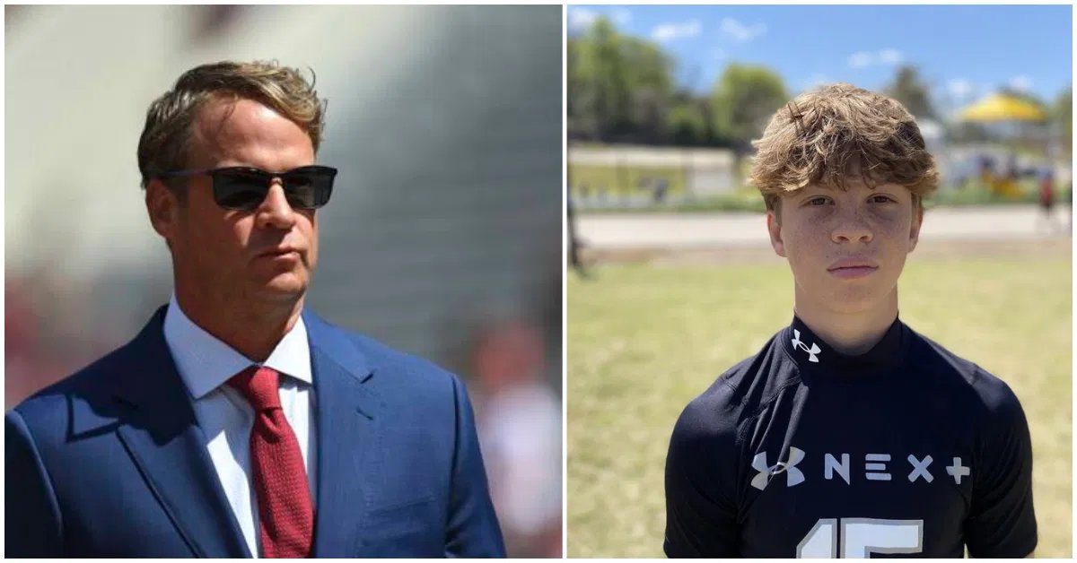 Lane Kiffin se junta à esposa Layla para o momento especial de Son Knox depois de oferecê-lo a três escolas rivais.